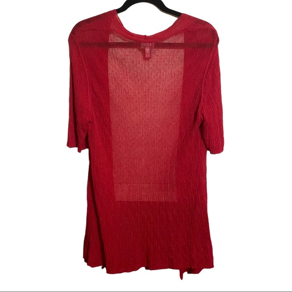 Chico’s Travelers Red Open Weave Cardigan 12 - 14 - Picture 3 of 5
